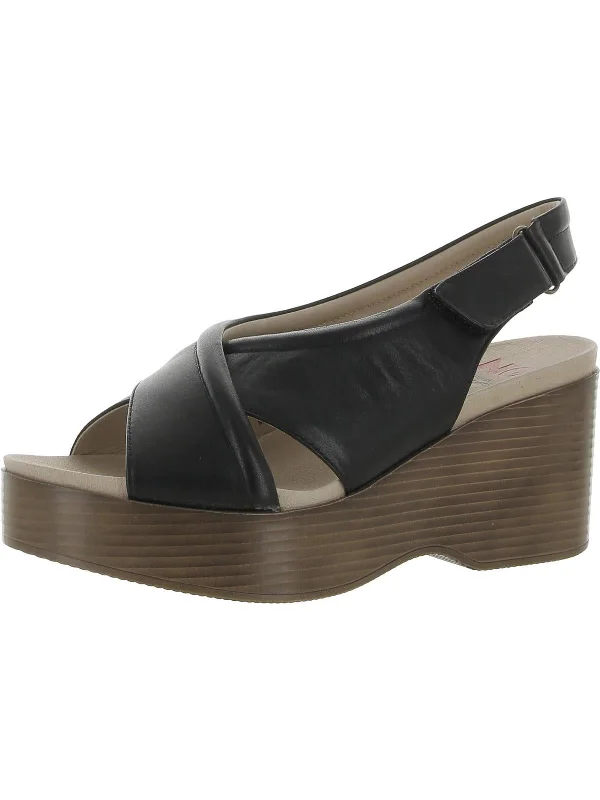 Fantastic Deals Alanis Womens Leather Open Toe Wedge Sandals