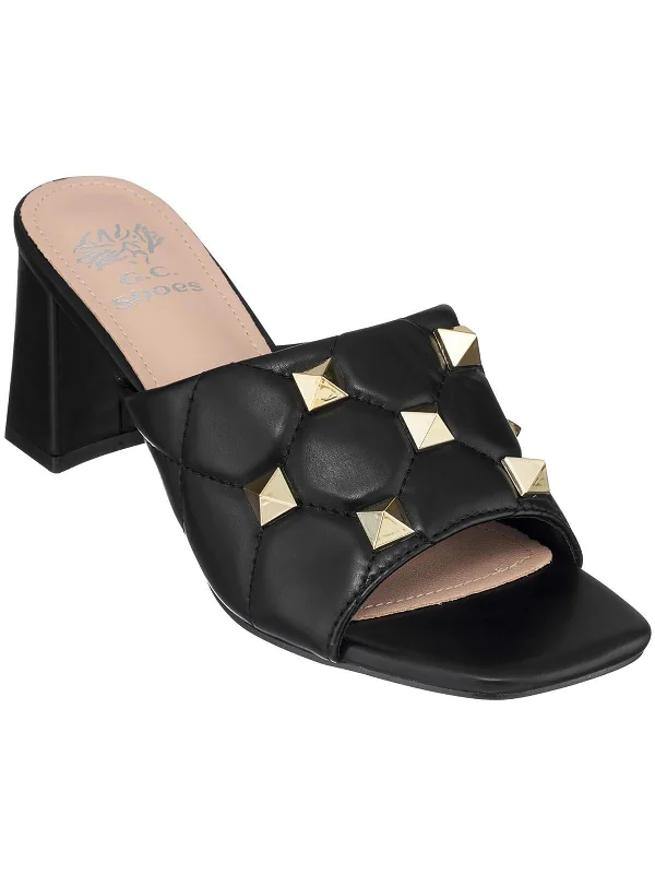 Deal Explosion Alexis Womens Studded Faux Leather Heels