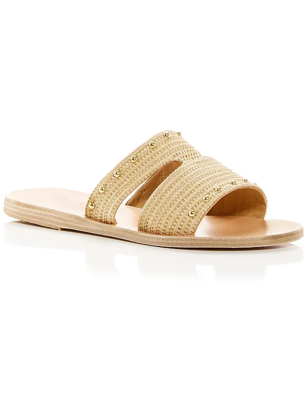Doorbuster Deal Apteros Womens Leather Snake Print Slide Sandals