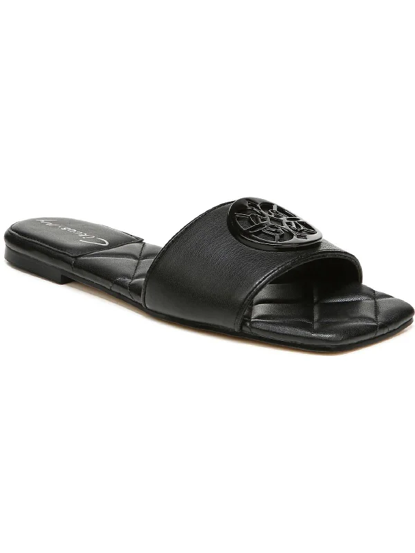 Now or Never Arissa Womens Faux Leather Embellished Slide Sandals