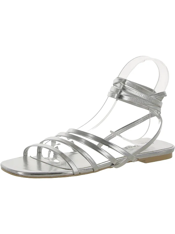 Weekend Offers That Dazzle Athena Womens Faux Leather Square Toe Strappy Sandals