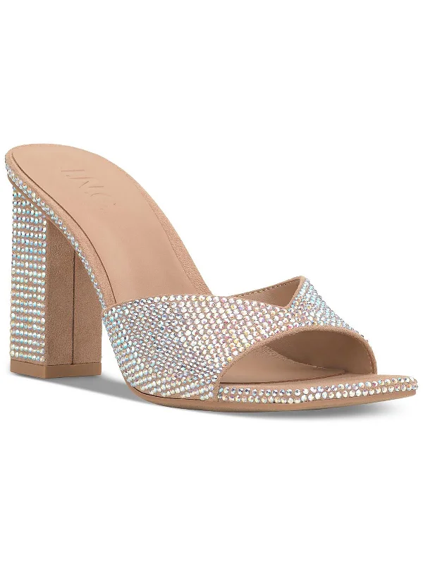 Massive Deals Belle Womens Embellished Square Toe Block Heel