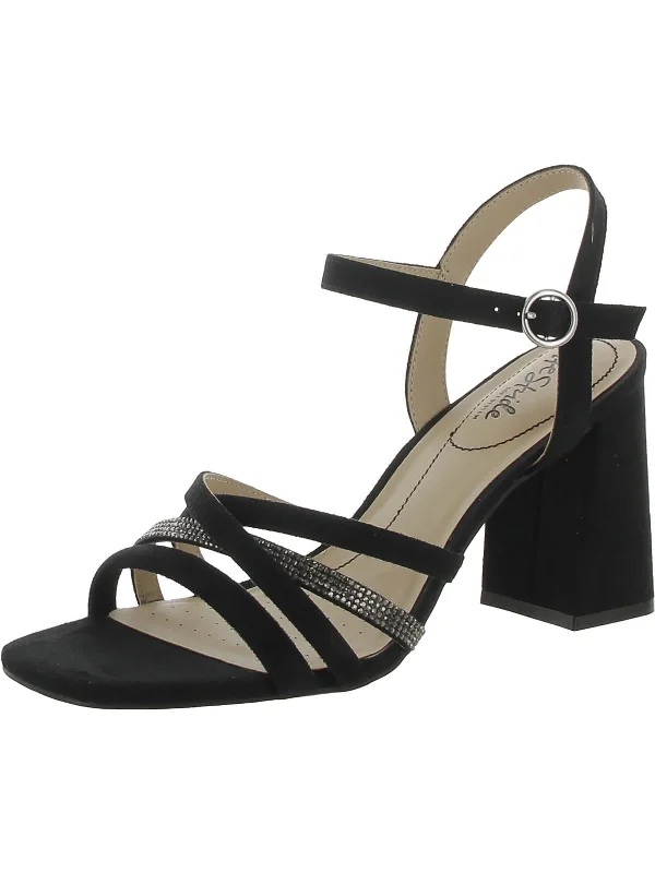 New Arrival Belle Womens Rhinestone Strappy Block Heel