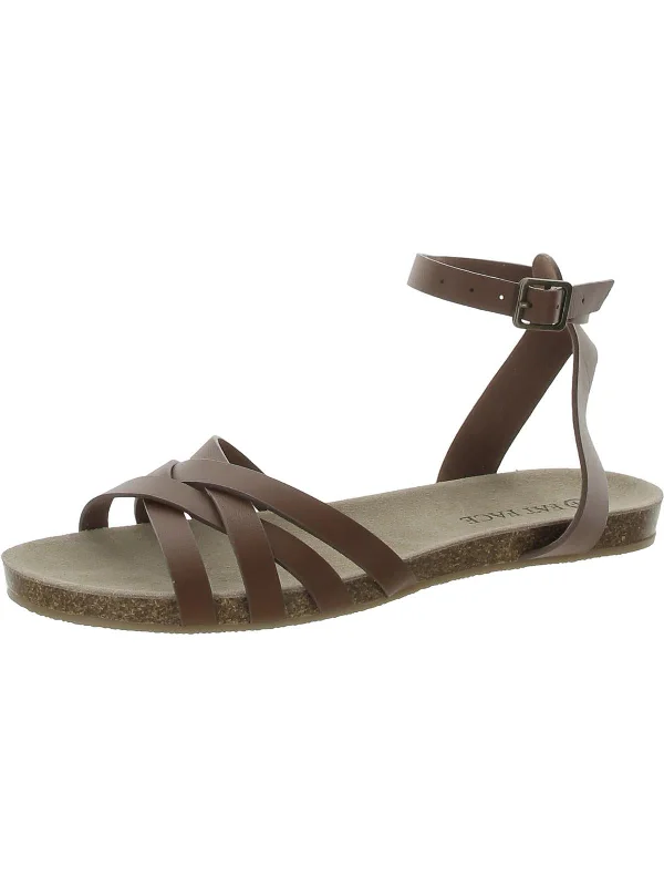 Steals and Deals Beth Womens Leather Ankle Strap Strappy Sandals