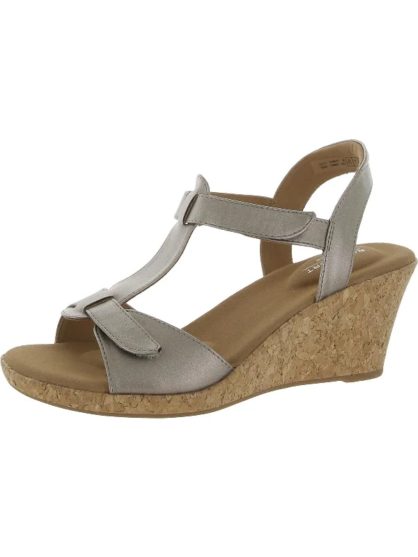 Weekend Savings Spectacular BLANCA T STRAP Womens Faux Leather Open Toe Wedge Sandals