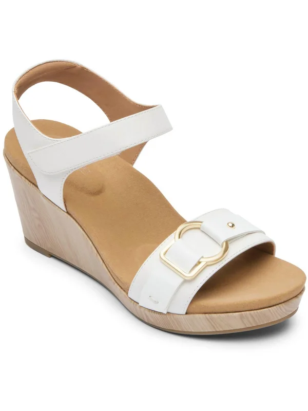 Now or Never Briah II Womens Leather Ankle Wedge Sandals