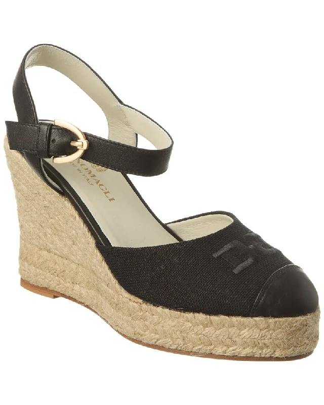 Limited Edition Bruno Magli Marella Canvas & Leather Wedge Sandal
