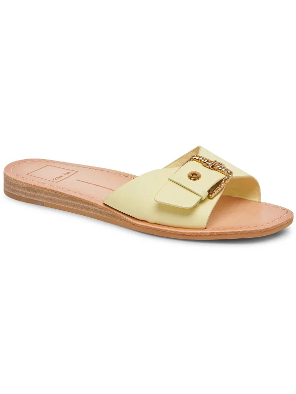 New Deal CABANA Womens Leather Slip On Slide Sandals