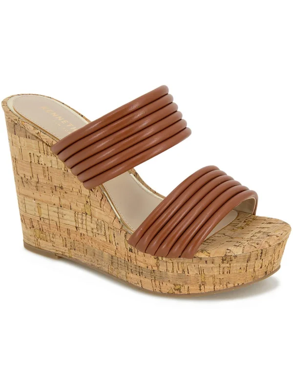 Reduced Prices Cailyn Womens Faux Leather Slip On Wedge Sandals