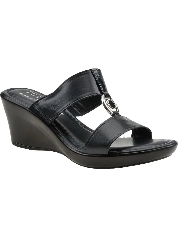 Weekend Offers That Shine Calla Womens Faux Leather Slip On Wedge Sandals