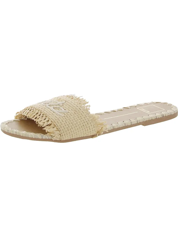 Make Your Weekend Count with Savings CAMINO Womens Leather Raffia Slide Sandals