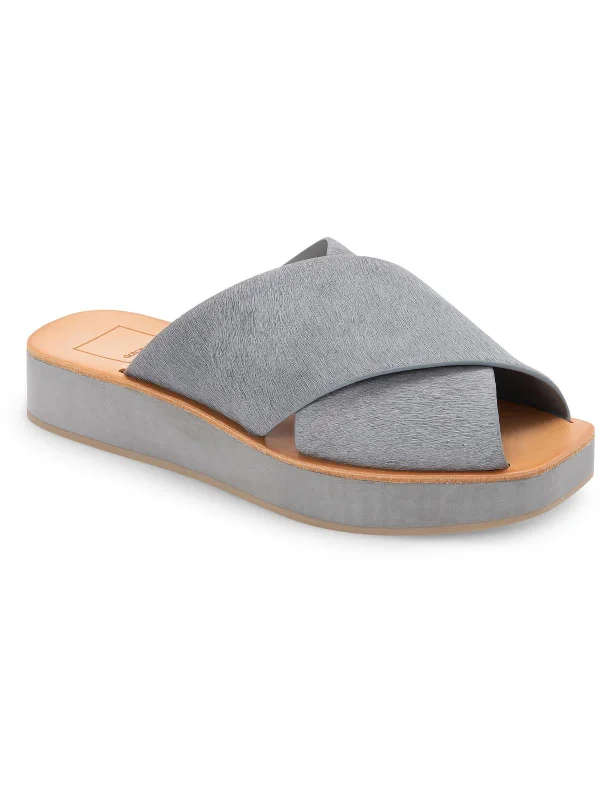 Weekend Steals Await Capri Womens Calf Hair Slide Flatform Sandals