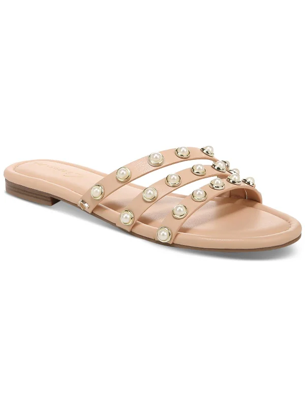 Pay Less Cara Womens Patent Slip-On Slide Sandals