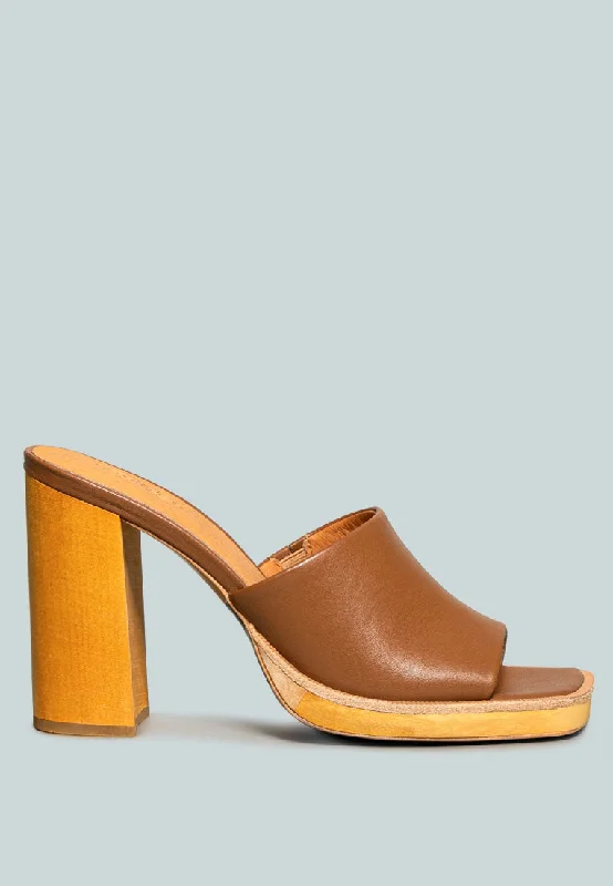 Weekend Offers That Dazzle CAREY Tan Leather High Heeled Block Sandal