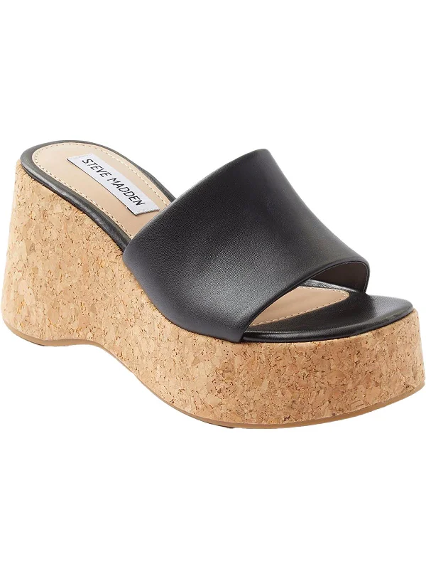 Discount Extravaganza Chippy Womens Leather Slip-On Wedge Sandals