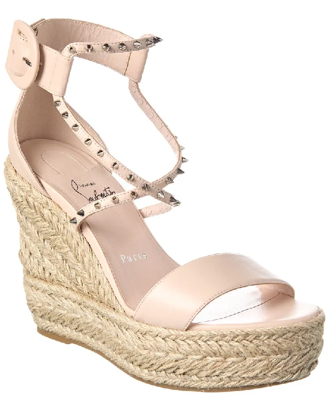 Steals and Deals Christian Louboutin Chocazeppa Spikes 120 Leather Wedge Sandal