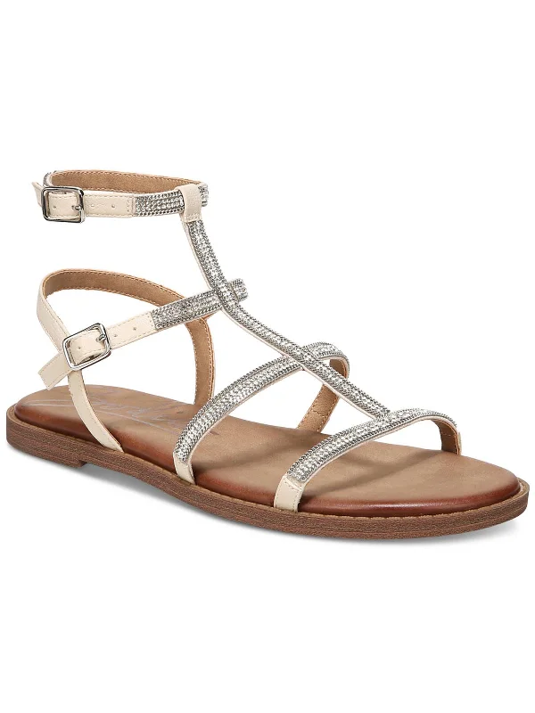 Clearance Sale Cintia Womens Faux Leather Embellished Ankle Strap