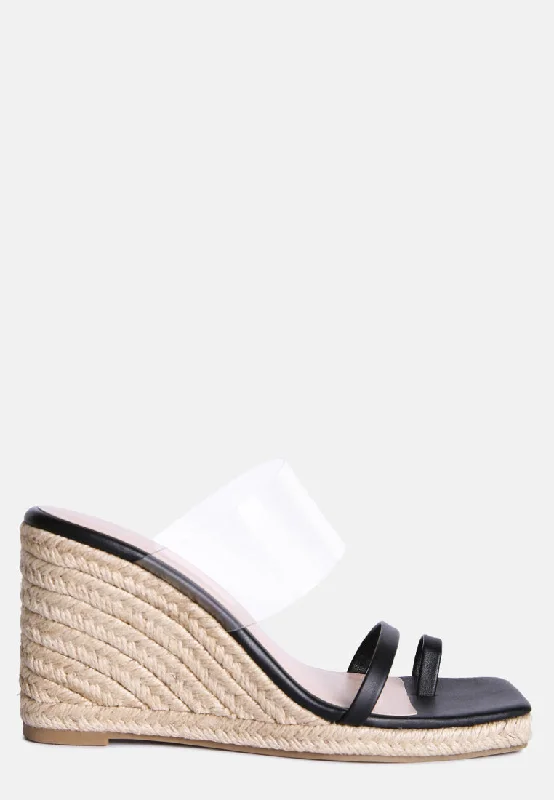 Super Bargain clear path toe ring espadrilles wedge sandals