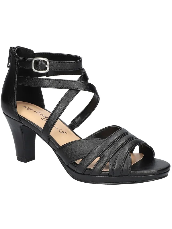 Markdowns Crissa Womens Faux Leather Strappy Ankle Strap