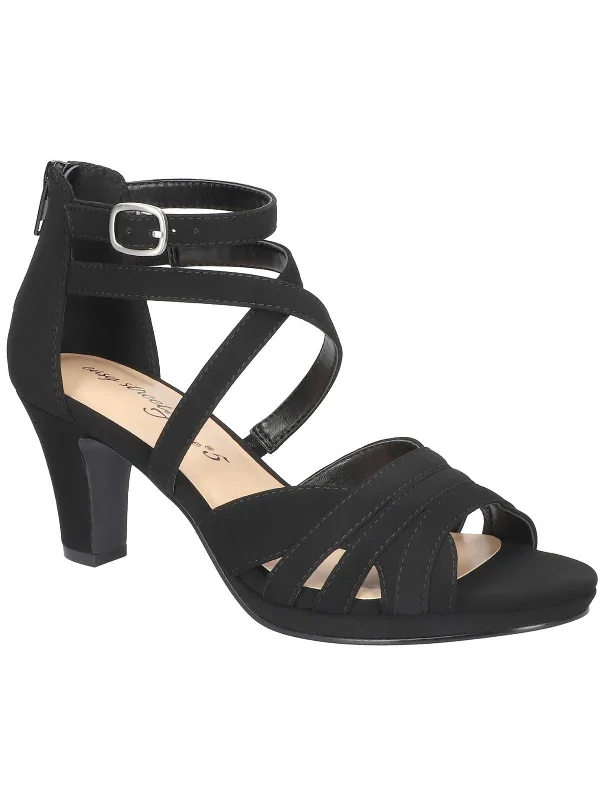 Bonus Savings CRISSA Womens Faux Suede Open Toe Strappy Sandals