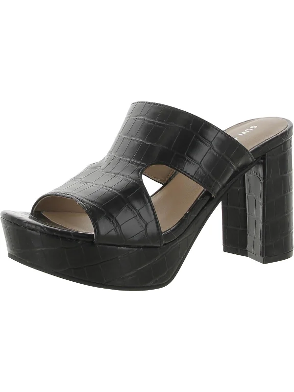 Weekend Flash Sale Dariaa Womens Faux Leather Cut-Out Mule Sandals