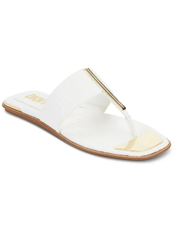 Buy Now Deja Womens Faux Leather Square Toe Thong Sandals