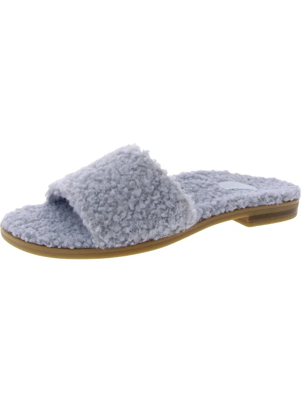 Exclusive Savings Demi Womens Faux Fur Peep-Toe Slide Sandals