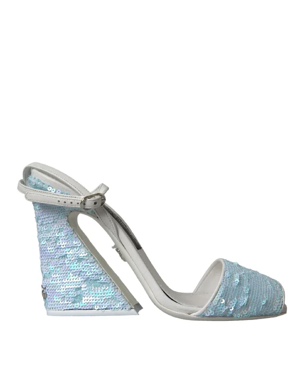 Weekend Deals to Make You Happy Dolce & Gabbana blue Sequin Ankle Strap Sandals Women's Shoes