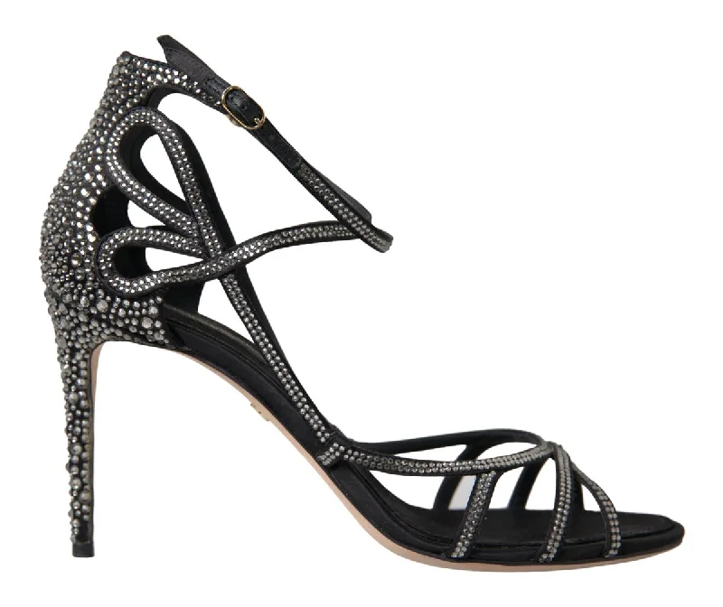Weekend Discounts to Snag Dolce & Gabbana Elegant Keira Rhinestone Stiletto Women's Sandals