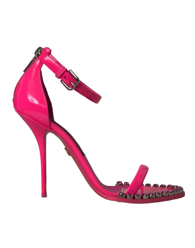 Weekend Sale: Don't Miss Out Dolce & Gabbana  Leather Crystal Heels Sandals Women's Shoes
