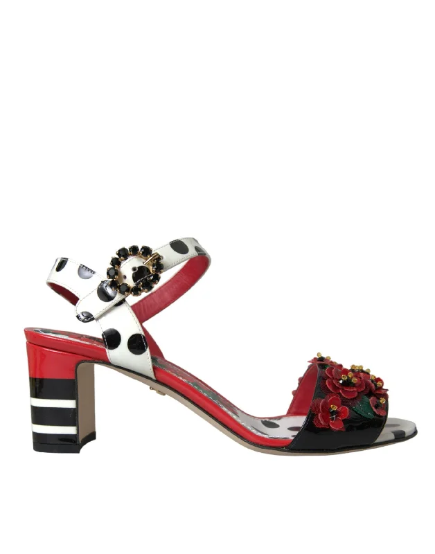 Weekend Discounts Worth Grabbing Dolce & Gabbana multi Floral Crystal Leather Sandals Women's Shoes