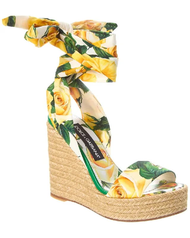 Act Now Dolce & Gabbana Printed Charmeuse Wedge Sandal