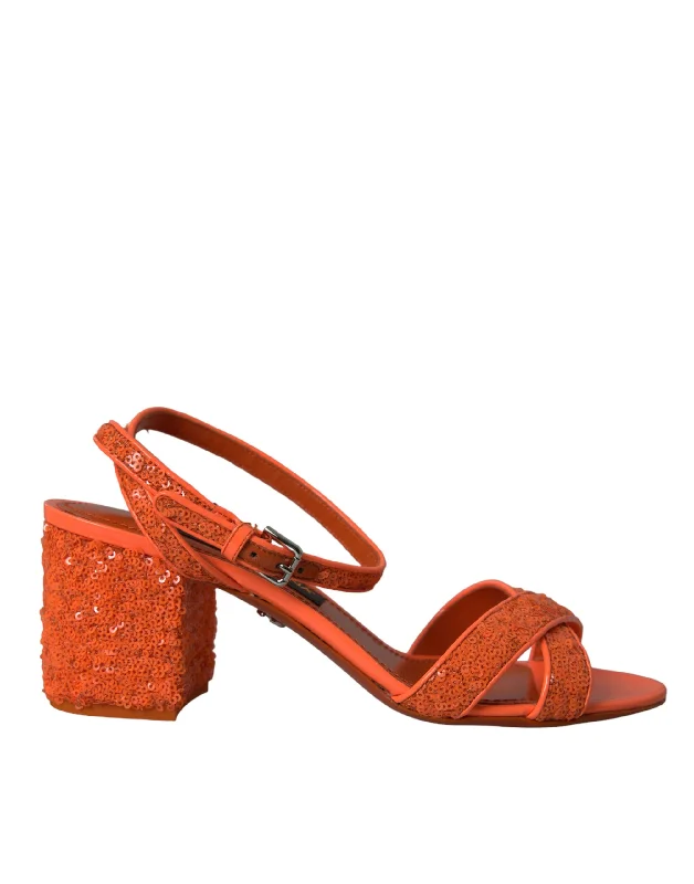 Weekend-Only Price Drops Dolce & Gabbana  Sequin Ankle Strap Sandals Women's Shoes