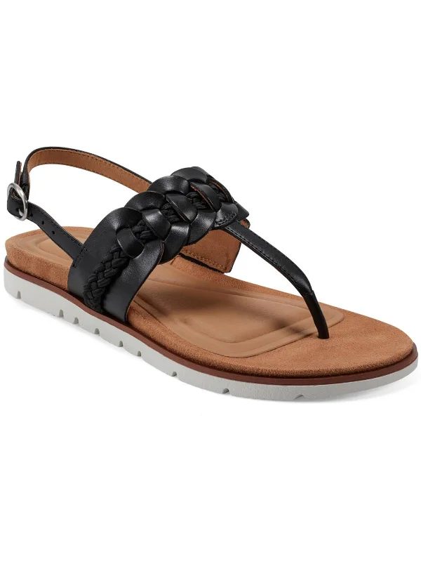 Weekend Savings Bonanza Elaine Womens Leather Braided Thong Sandals