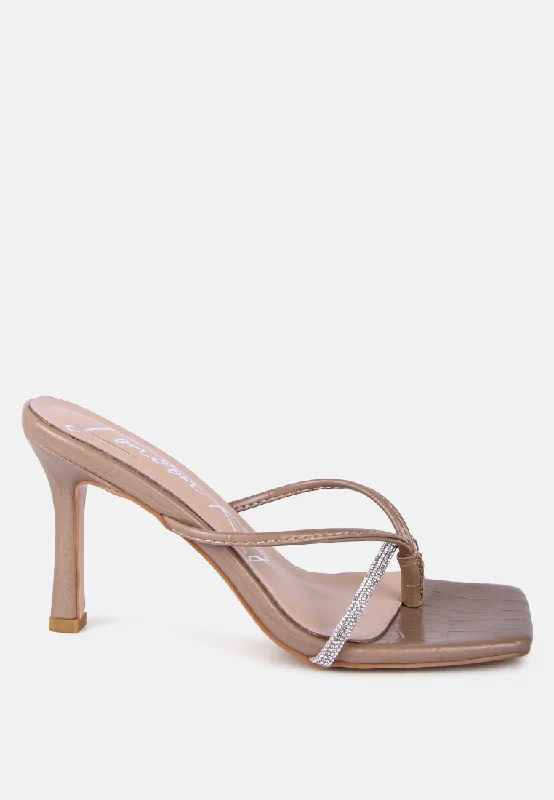Instant Deal fetish croc rhinestone slider sandals