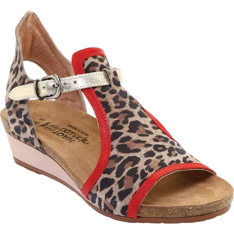 Weekend Deals That Dazzle Fiona Sandal In Cheetah/kiss Red/radiant Gold Suede/leather