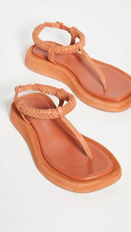 Time-Limited Discounts Just For You Flat Braided Strap Sandals In Burnt Orange