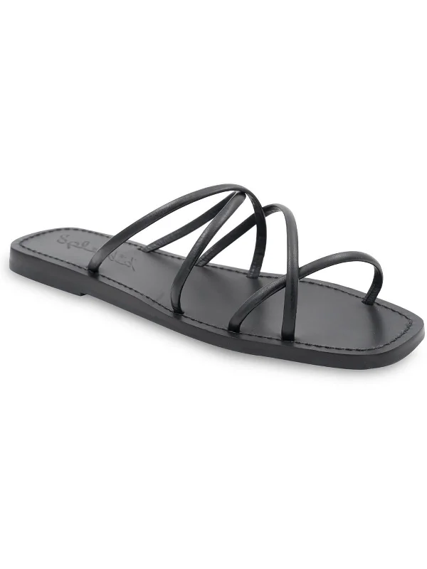 Weekend Bargains to Sizzle Frankie Womens Leather Criss-Cross Slide Sandals