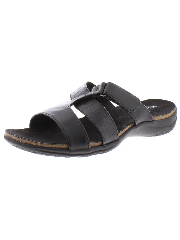 Weekend Deals That Dazzle Frenzy Womens Faux Leather Flat Slide Sandals