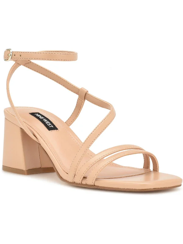 Price Slash Georga Womens Faux Leather Ankle Strap Block Heel