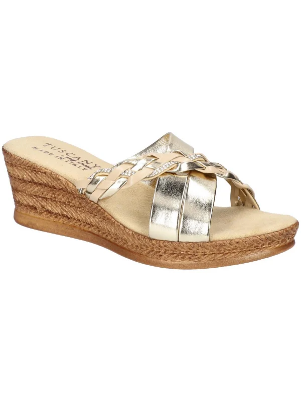 Deal of the Day Gessica Womens Faux Leather Wedge Sandals