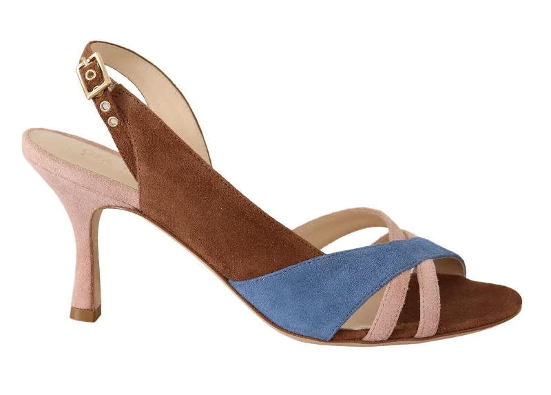 Midnight Sale GIA COUTURE Suede Leather Slingback Heels Sandals Women's Shoes