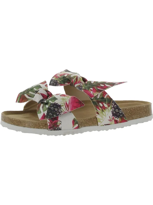 Deal Dash Gian Womens Floral Print Bow Slide Sandals