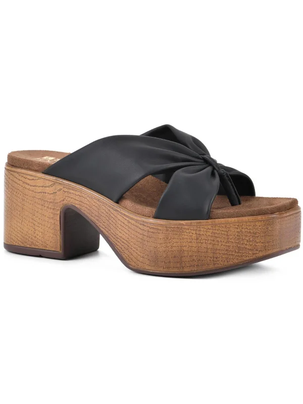 YEAR-End Clearance Glamming Womens Faux Leather Casual Slide Sandals