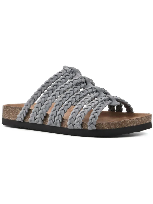 Discount Mania Hamza Womens Leather Slip On Strappy Sandals