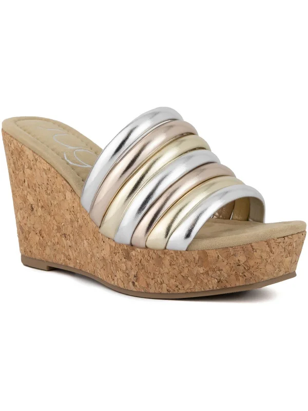 Seasonal Sale HERO Womens Square toe Slip on Wedge Sandals