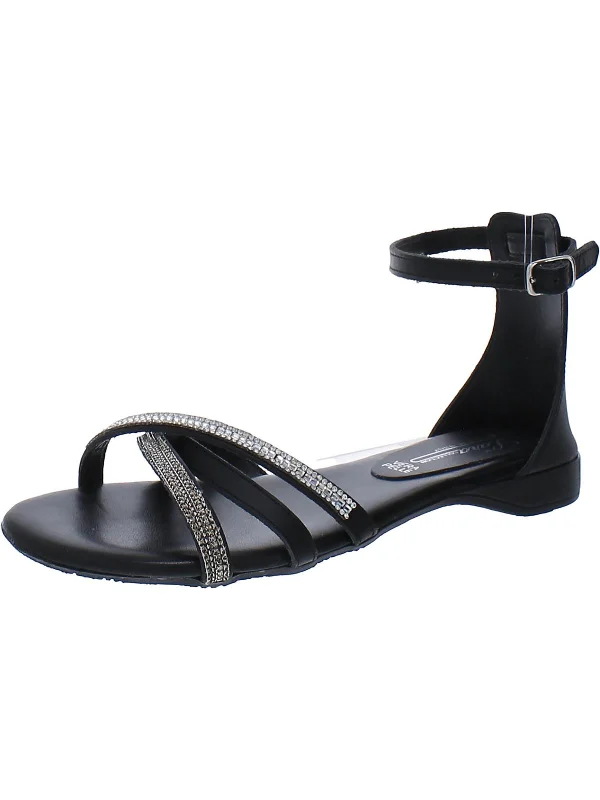 Exclusive Savings Hila Womens Leather Rhinestone Ankle Strap
