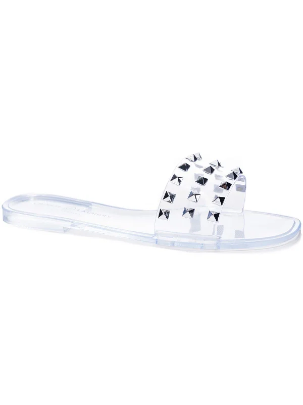 Hurry In Jelato Womens Studded Slip-On Slide Sandals