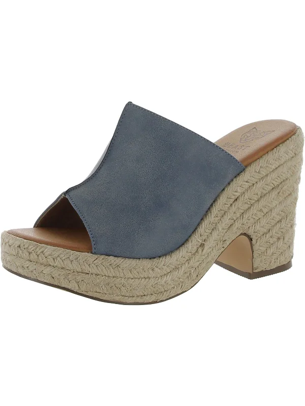 Weekend Bargains to Enjoy Jensen Womens Faux Leather Peep-Toe Platform Sandals