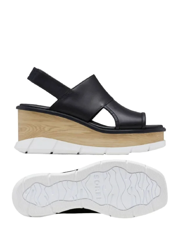 Stock Up Joanie Slingback Wedge Sandals In Black/white